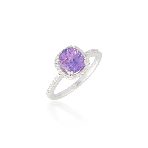 Diamond Halo with Amethyst Ring