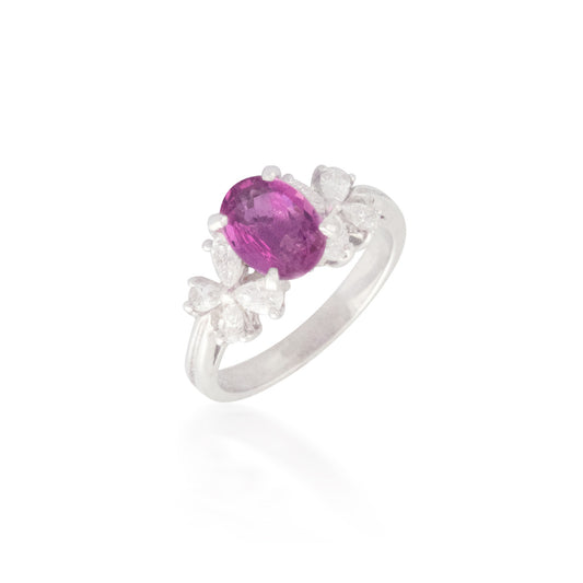 Pink Sapphire and Diamond Butterfly Ring