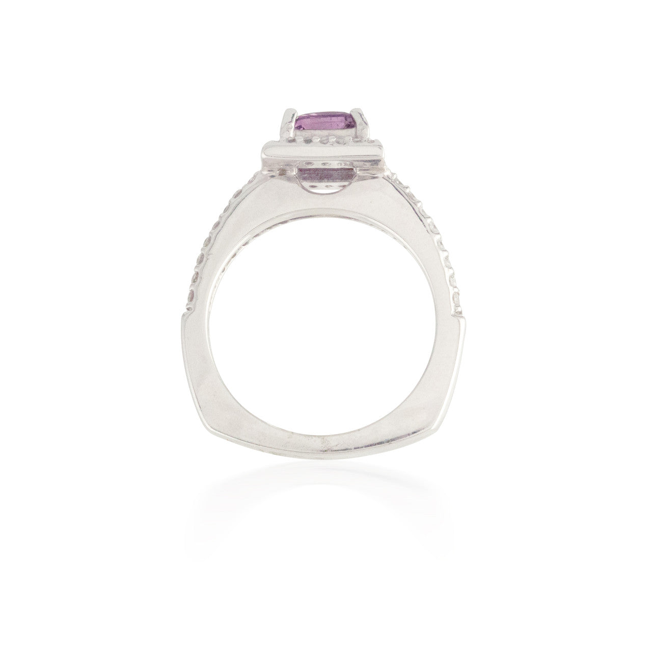 Asscher Cut Pink Sapphire and Diamond Ring