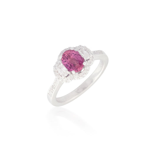 Oval Pink Sapphire and Diamond Ring 2