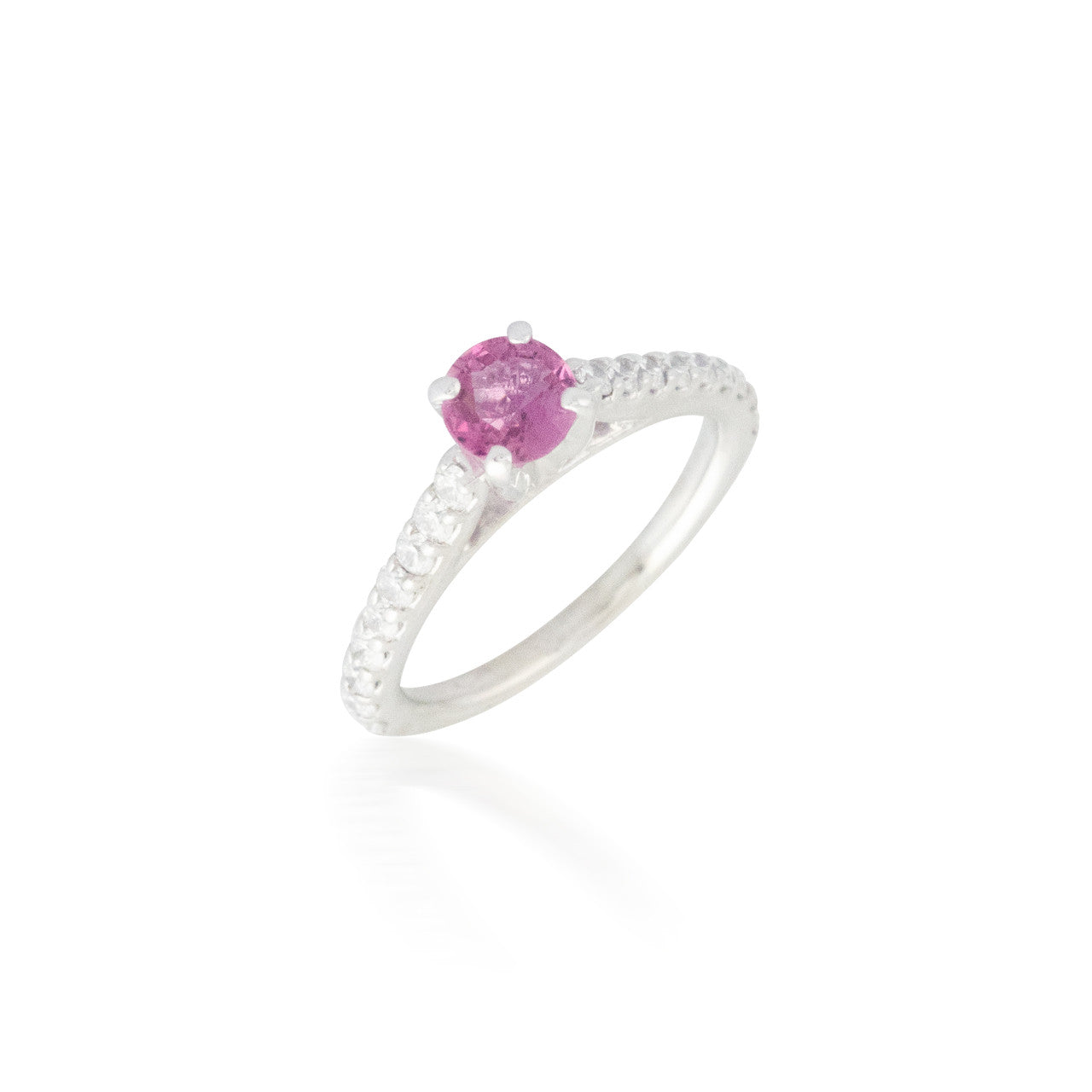 Round Pink Sapphire and Diamond Ring 3