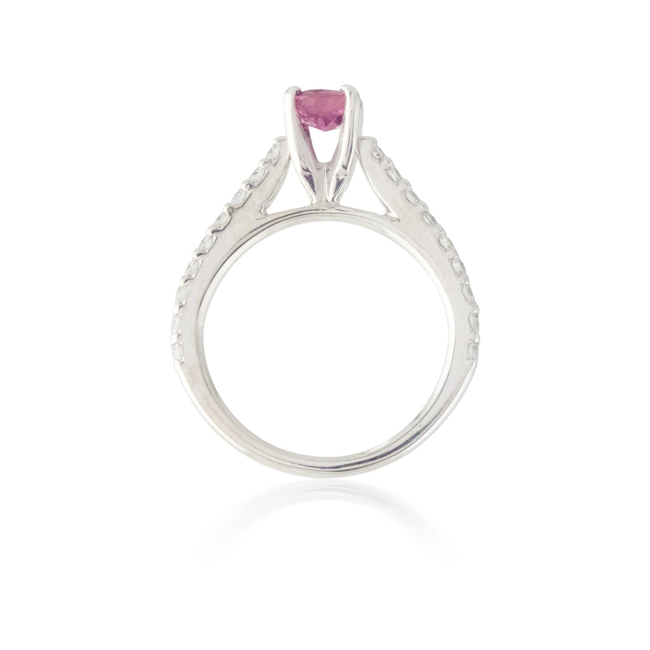 Round Pink Sapphire and Diamond Ring 3