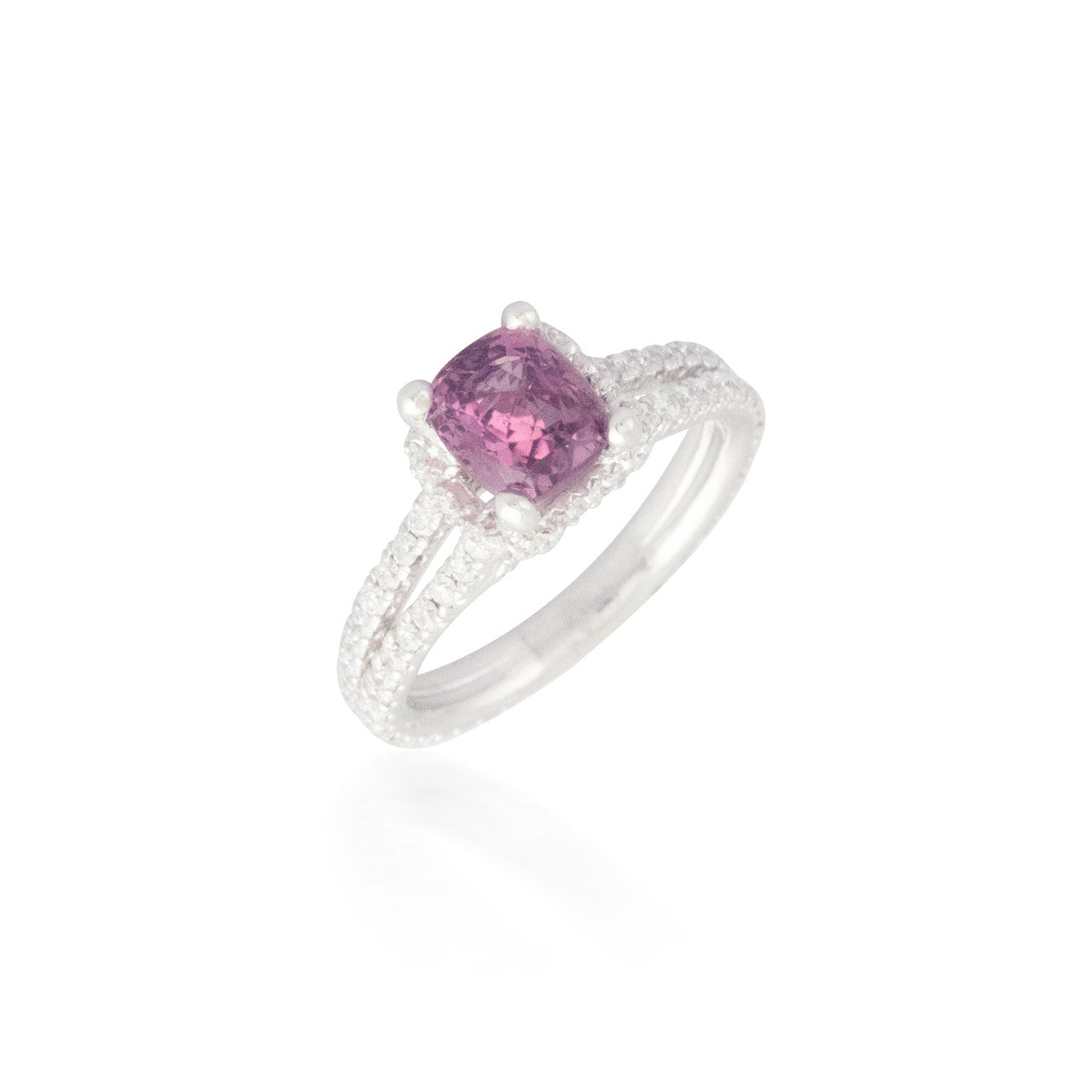 Cushion-cut Pink Sapphire and Diamond Ring