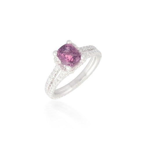 Cushion-cut Pink Sapphire and Diamond Ring