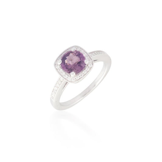 Round Pink Sapphire and Diamond Ring 2