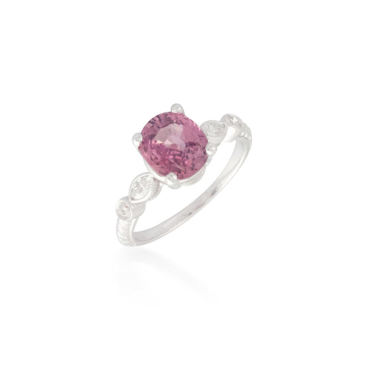 Round Padparadscha Sapphire and Diamond Ring