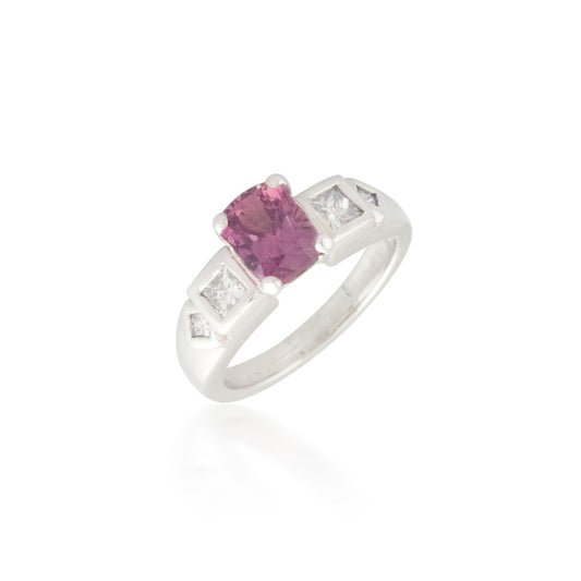 Cushion Padparadscha Sapphire and Diamond Ring 2