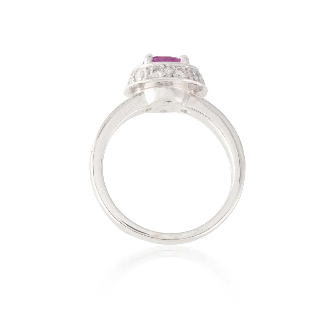 Round Pink Sapphire and Diamond Ring 4