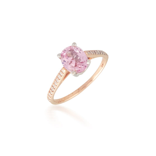 Two Tone Oval Pink Sapphire and Diamond Ring