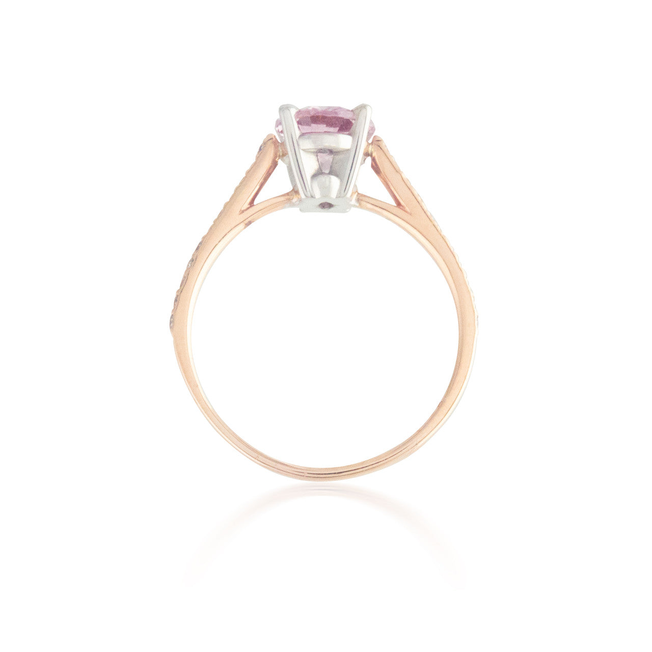 Two Tone Oval Pink Sapphire and Diamond Ring