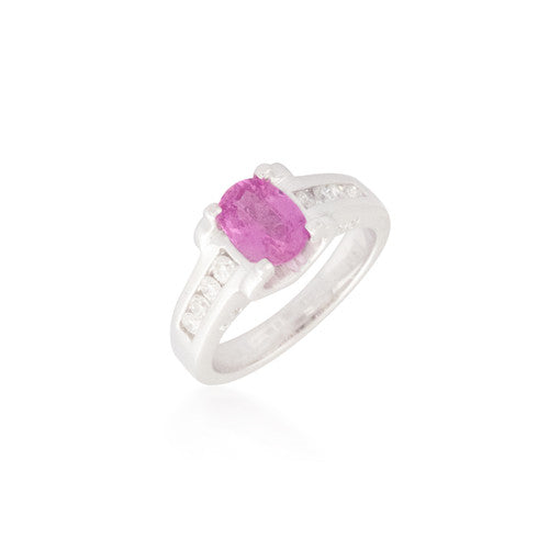 Oval Pink Sapphire and Diamond Ring 5