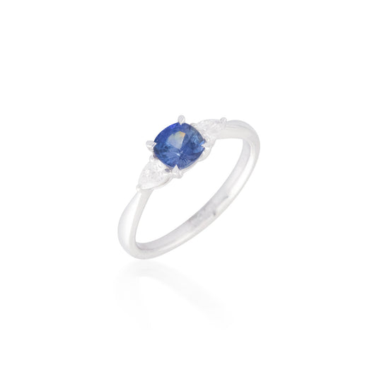 Three Stone Sapphire and Diamond Ring 4