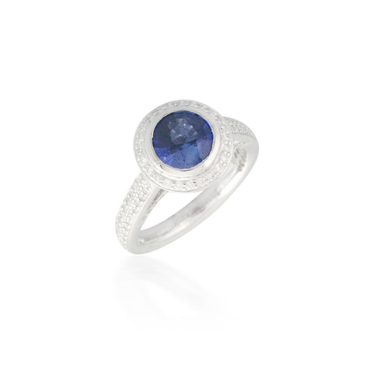 Sapphire and Diamond Halo Ring 2