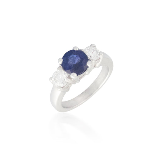 Three Stone Sapphire and Diamond Ring 5