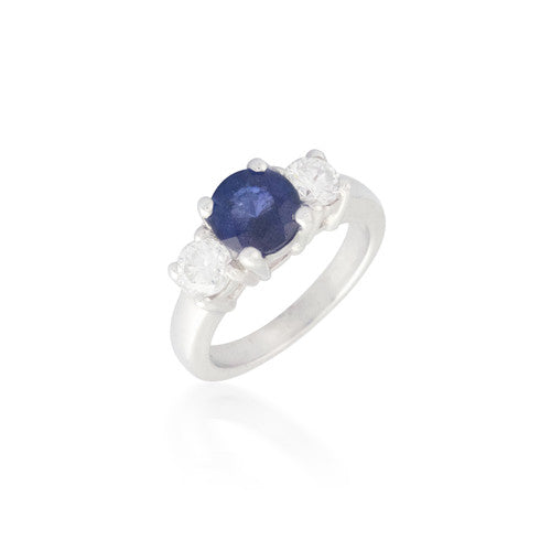 Three Stone Sapphire and Diamond Ring 5