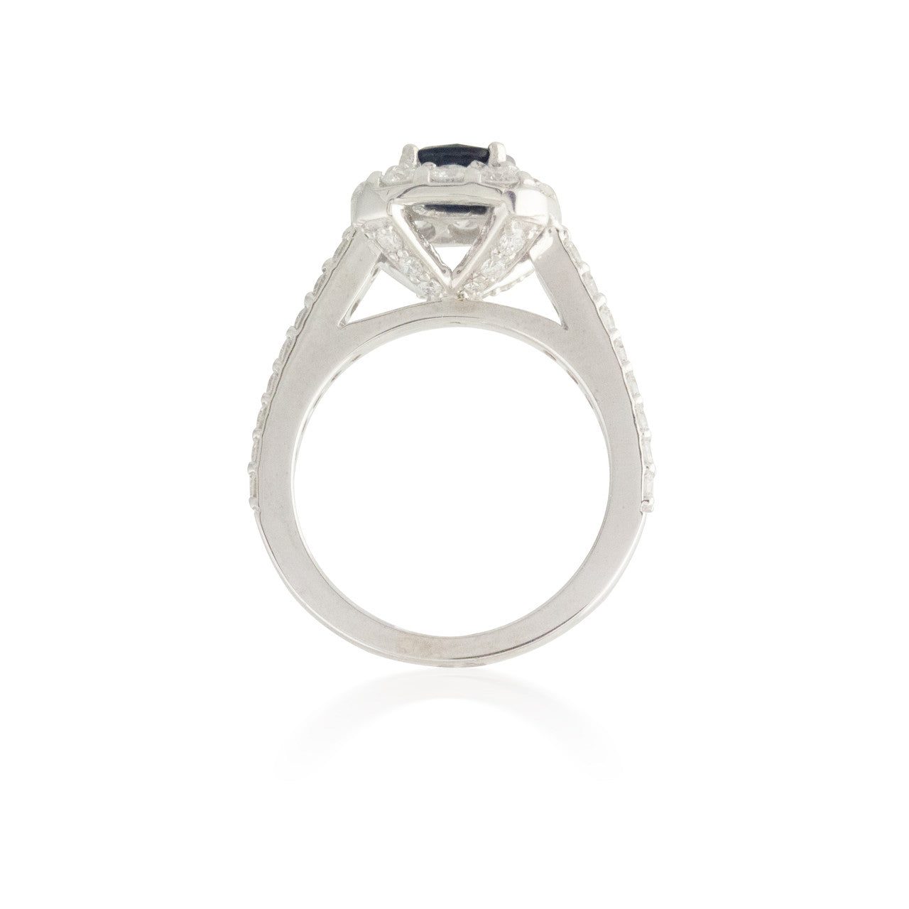 Diamond Halo and Sapphire Ring