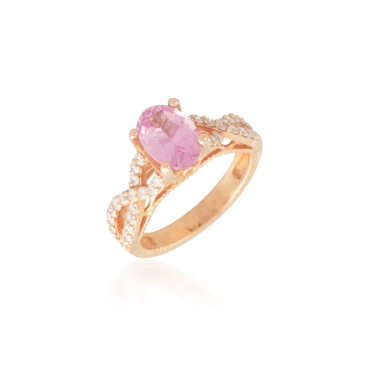 Oval Pink Sapphire and Diamond Ring