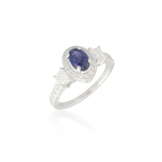 Violet Oval Sapphire and Diamond Ring