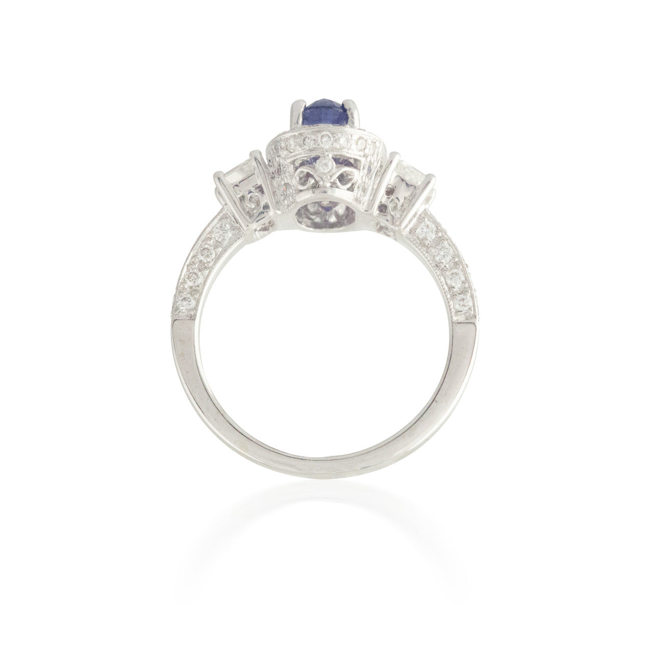 Violet Oval Sapphire and Diamond Ring