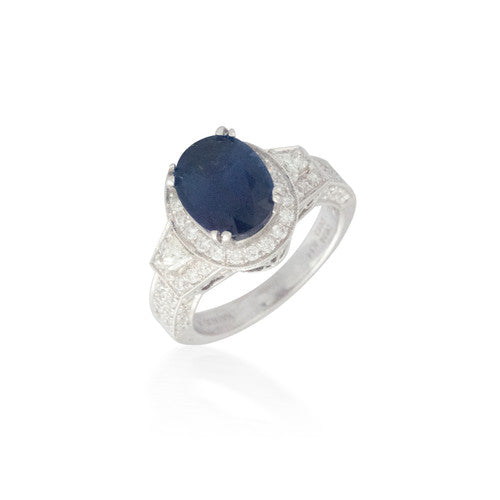 Huge Oval Sapphire and Diamond Ring