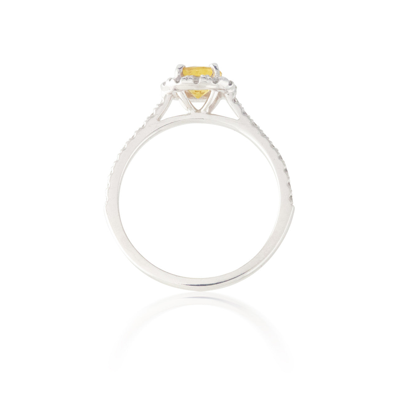 Round  Yellow Sapphire Ring with Diamond Halo