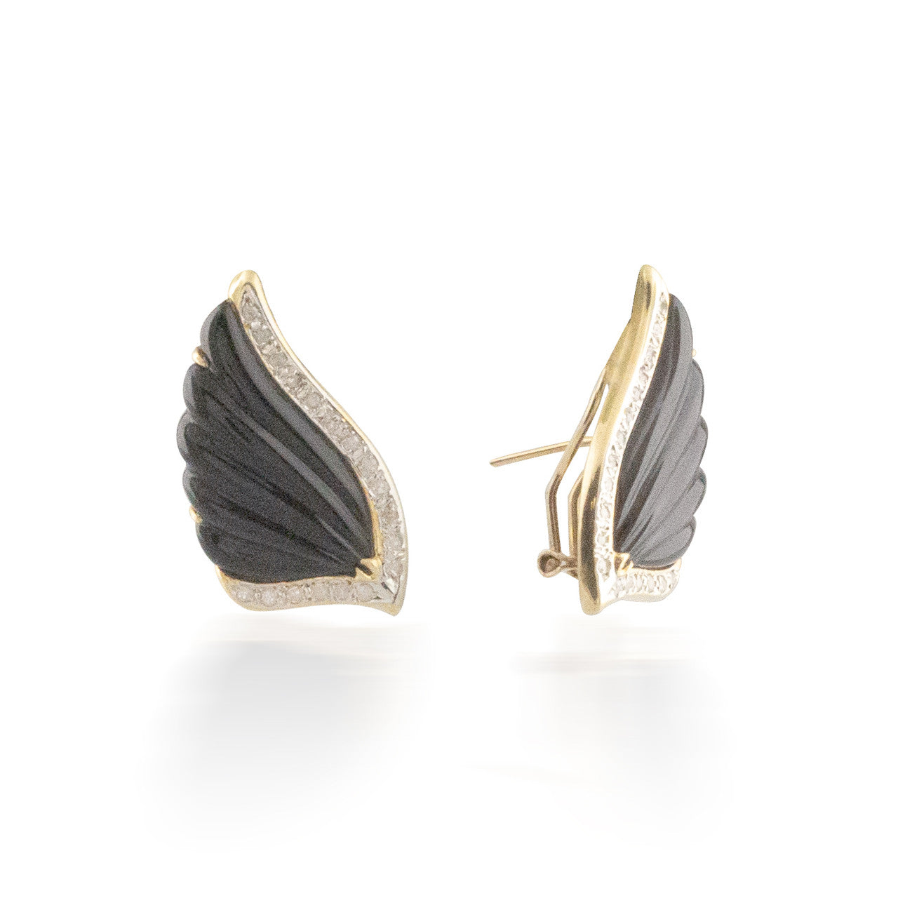 Onyx and Diamond Wing Earrings