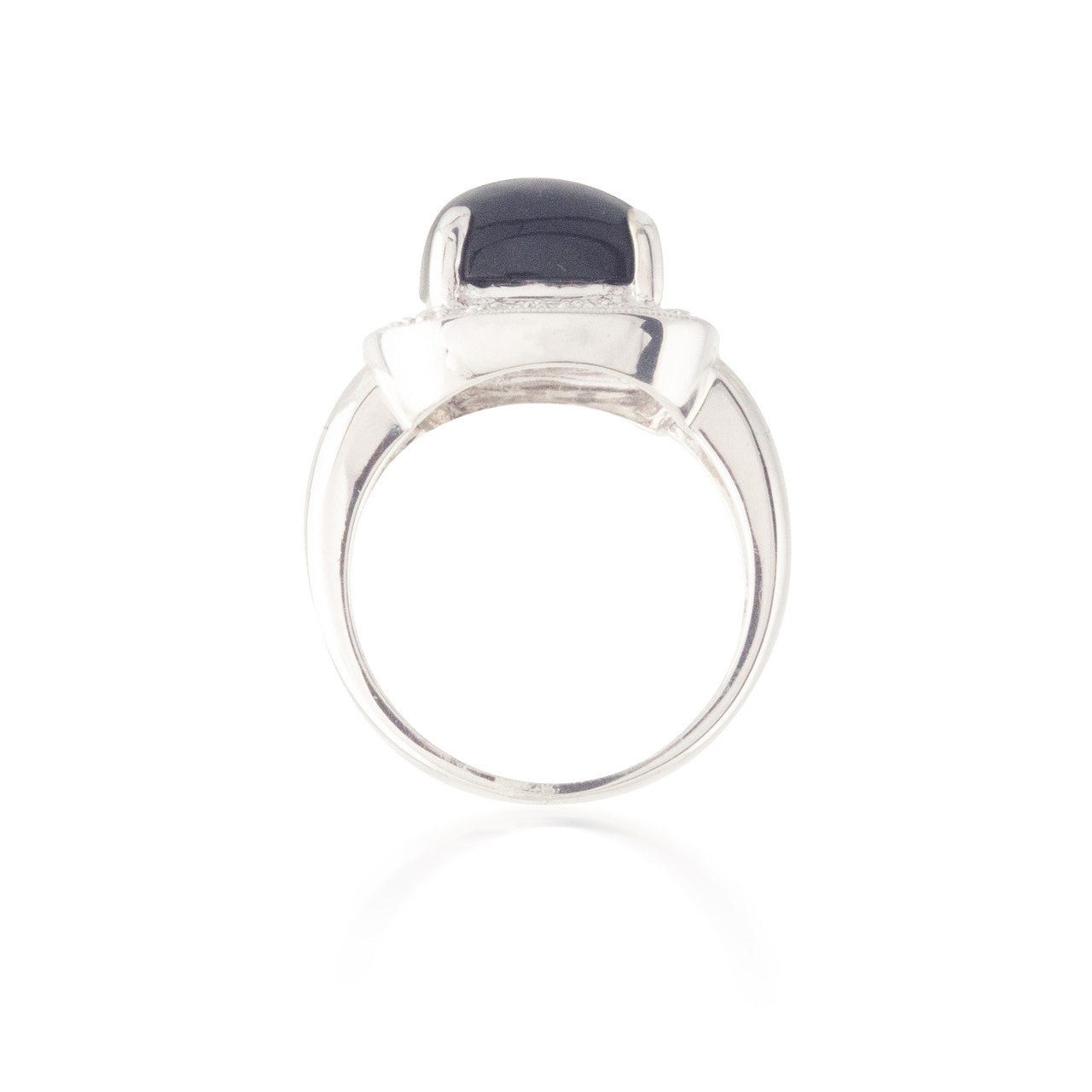 Cabochon Cut Onyx and Diamond Ring