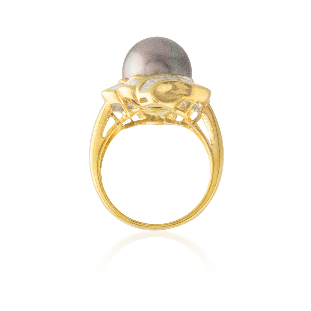 Pearl and Baguette Halo Ring