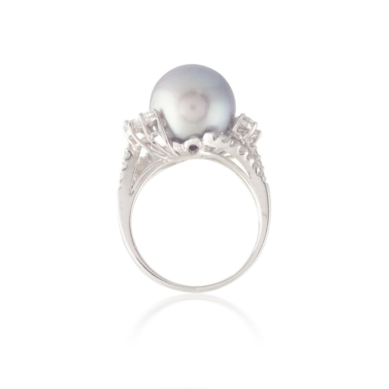 Silver Pearl and Diamond Ring