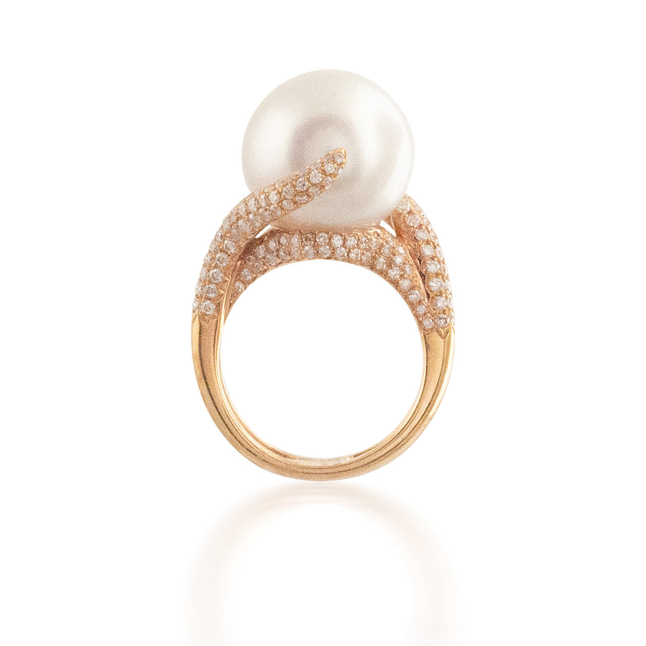 Swirl Halo Pearl Diamond Halo Ring