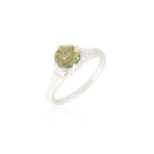 Green Tourmaline and Diamond Ring