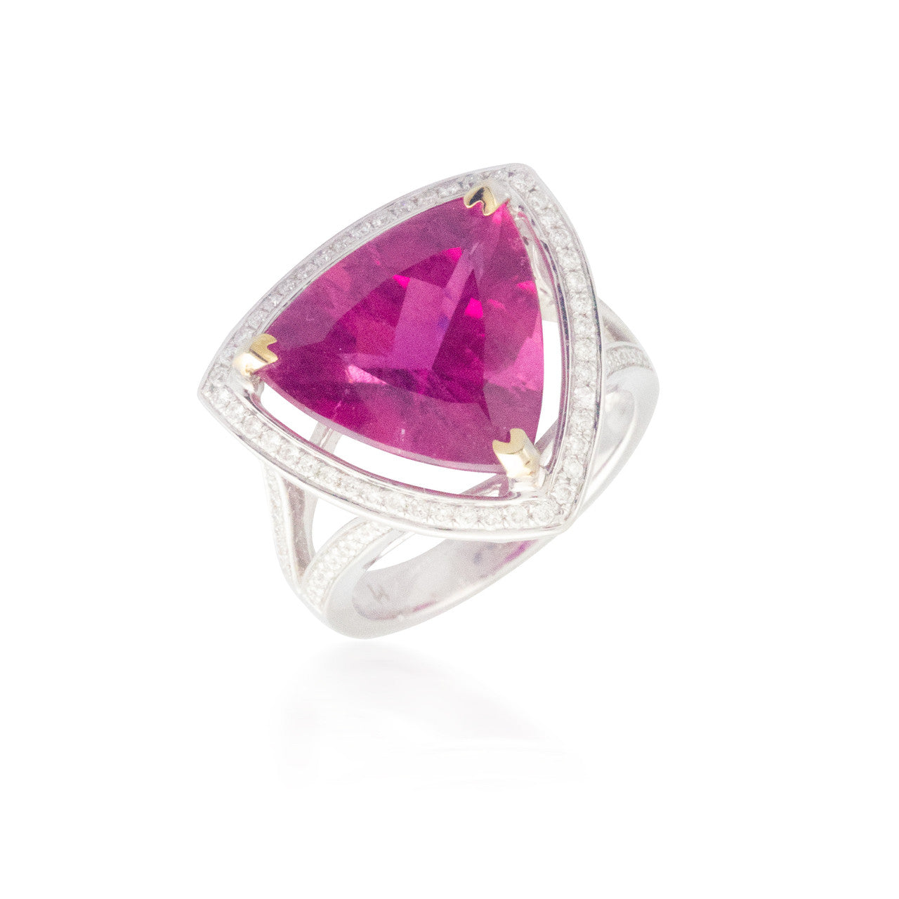 Pink Tourmaline Ring with Diamond Halo