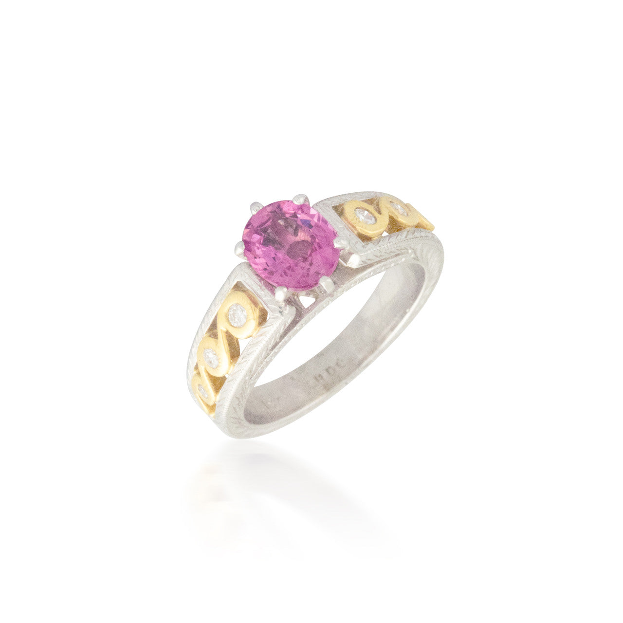 Two Tone Pink Sapphire and Diamond Ring