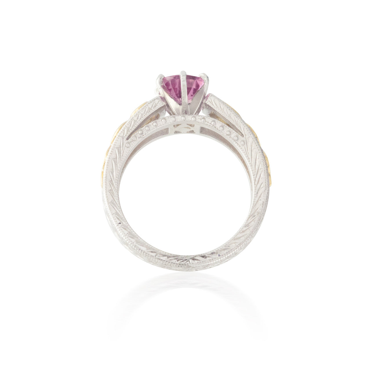 Two Tone Pink Sapphire and Diamond Ring