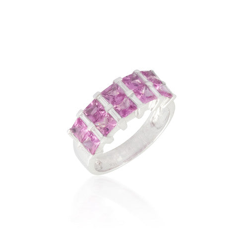 Pink Sapphire and White Diamond Band