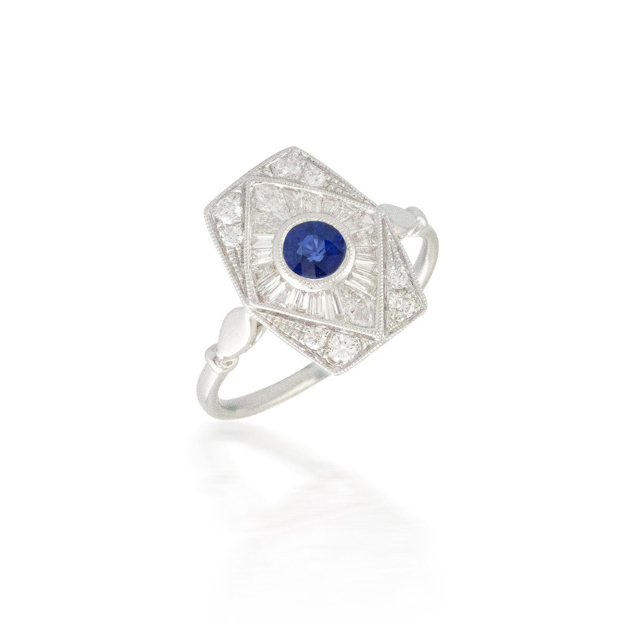 Sapphire and Diamond Shield Ring