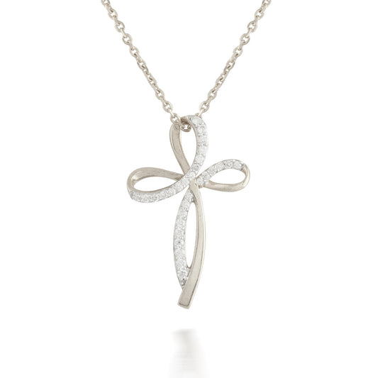 0.23ct Diamond Ribbon Cross Pendant