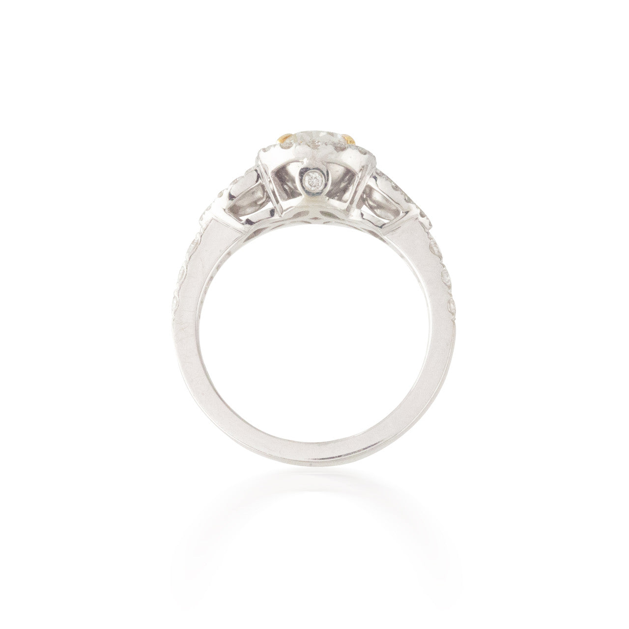 Yellow Diamond Three Stone Engagement Ring with Halo 2