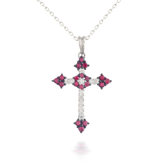 Ruby and Diamond Cross Pendant