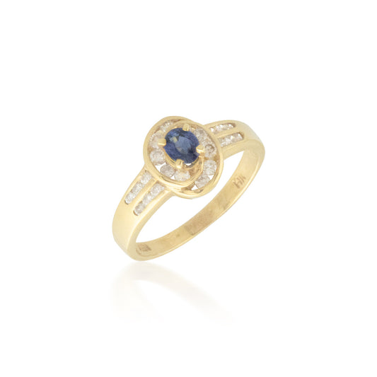 Swirling Sapphire and Diamond Ring