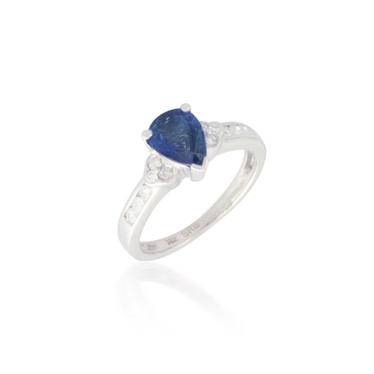 Pear Sapphire and Diamond Ring