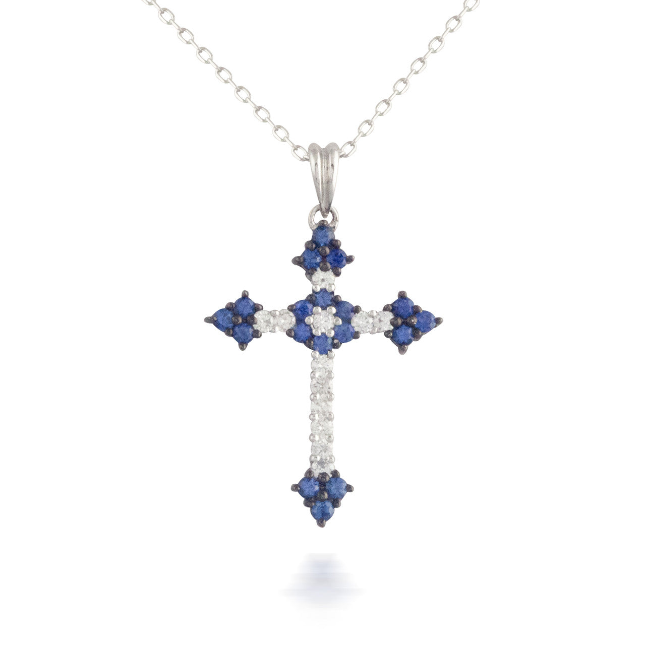 Sapphire and Diamond Cross Pendant