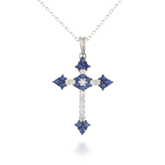 Sapphire and Diamond Cross Pendant