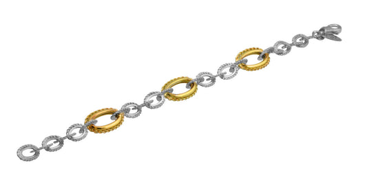 Silver & Gold Oval Cog Chain Bracelet