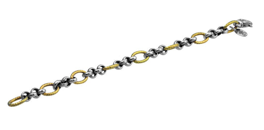 Double Loop Silver & Gold Chain Bracelet