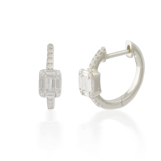 0.33ct Tiny Diamond Cluster Hoop Earring