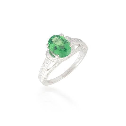 Tsavorite Garnet and Diamond Ring