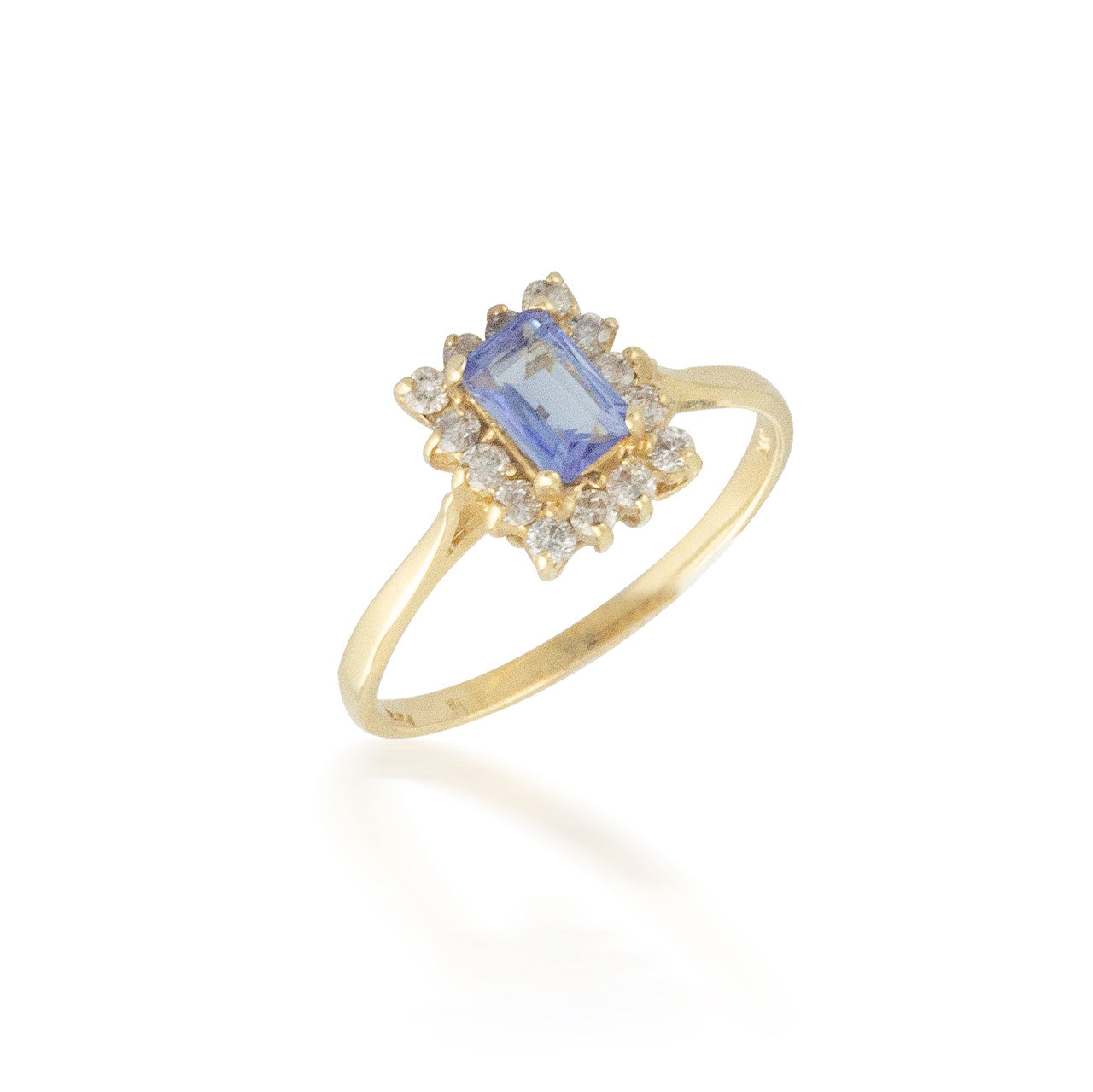 Tanzanite Ring with Rectangular Halo