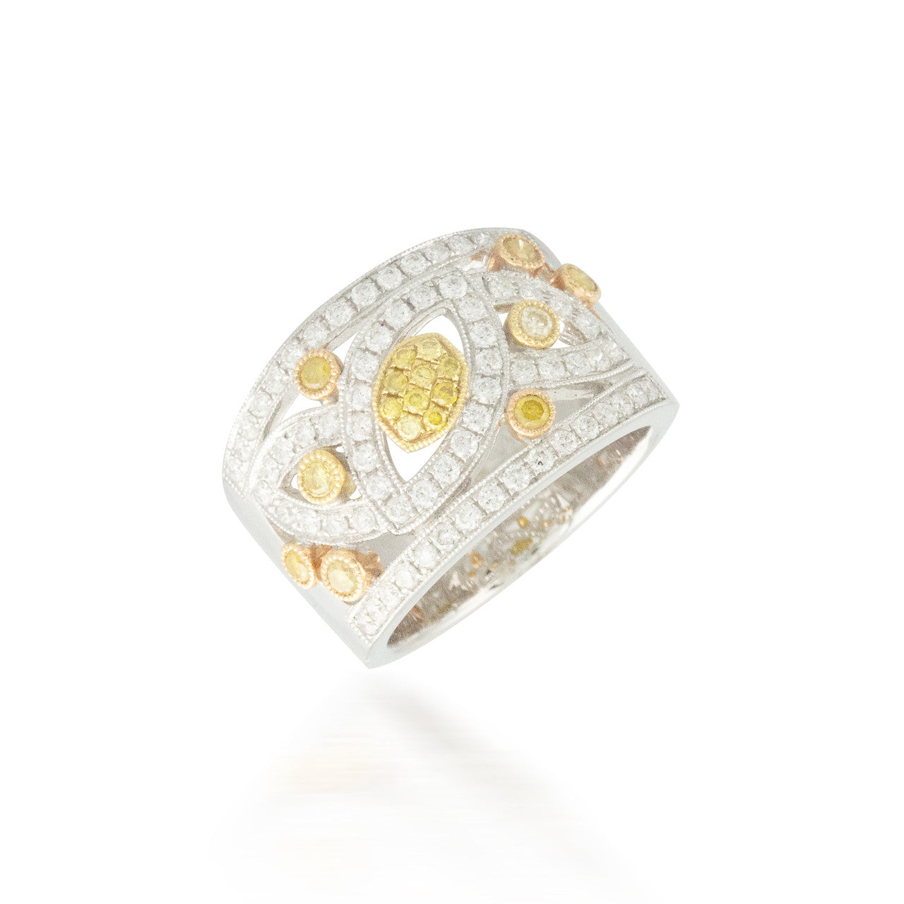 0.95ctw Yellow and White Diamond Band